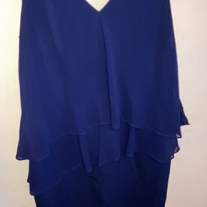 Navy blue Lauren Ralph Lauren dress with layered chiffon size 4 with tank straps